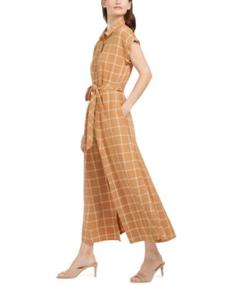 Calvin Klein Plaid Gauze Maxi Dress 