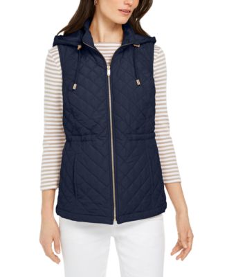 Woven Hooded Quilted Vest, Created for Macy's