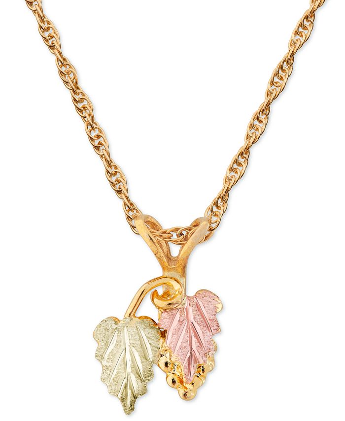 Black Hills Gold - Grape and Leaf Pendant in 10k Yellow Gold with 12k Rose and Green Gold