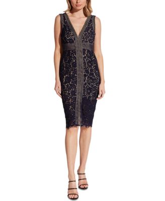 bardot lace v neck dress