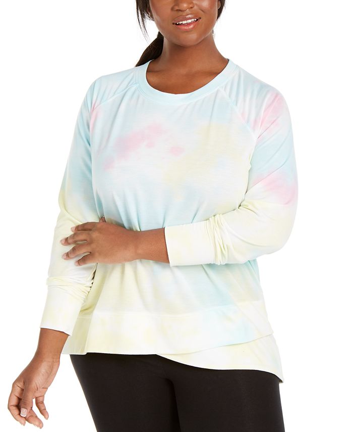 Ideology Plus Size Tie-Dye Sweatshirt, Created for Macy's - Macy's