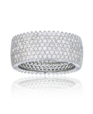 image of Cubic Zirconia Micropaved Multi Row Eternity Band in Rhodium Plated Sterling Silver