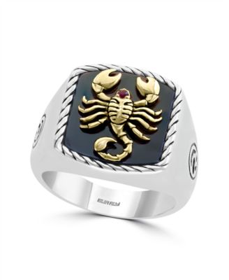 EFFY Collection - EFFY&reg; Men's Ruby and Hematite Scorpion Ring in Sterling Silver