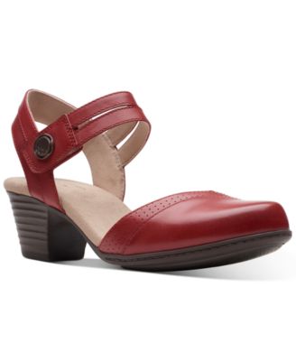 clarks red leather sandals