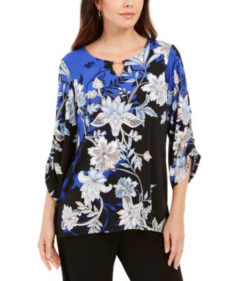 JM Collection - Printed Hardware-Keyhole Tunic, Created For Macy's