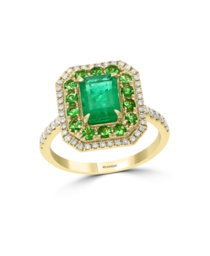 image of Effy Emerald(1-1/10 c.t. t.w.), Tsavorite (1 ct.t.w.) and Diamond (1/4 ct.t.w.) in 14K Yellow Gold
