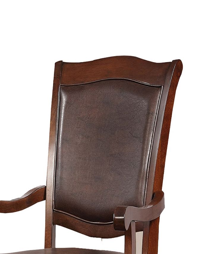 Benzara Wooden Arm Chair with Leather Upholstery, Set of 2 Macy's