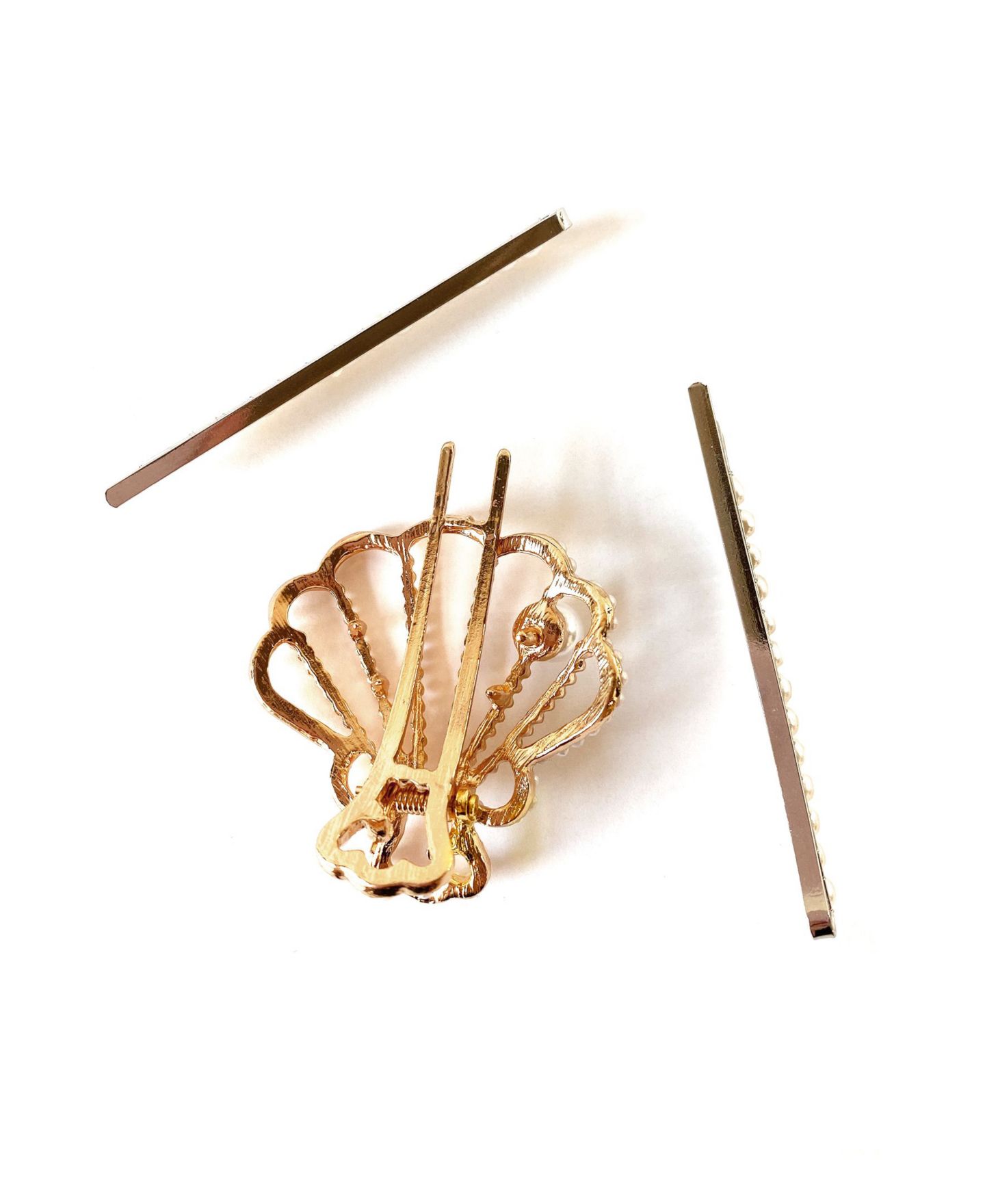 Женские аксессуары Soho Style Imitation Pearl Bobby Pins and Seashell Hair Clip Three-Piece Set — фото 2