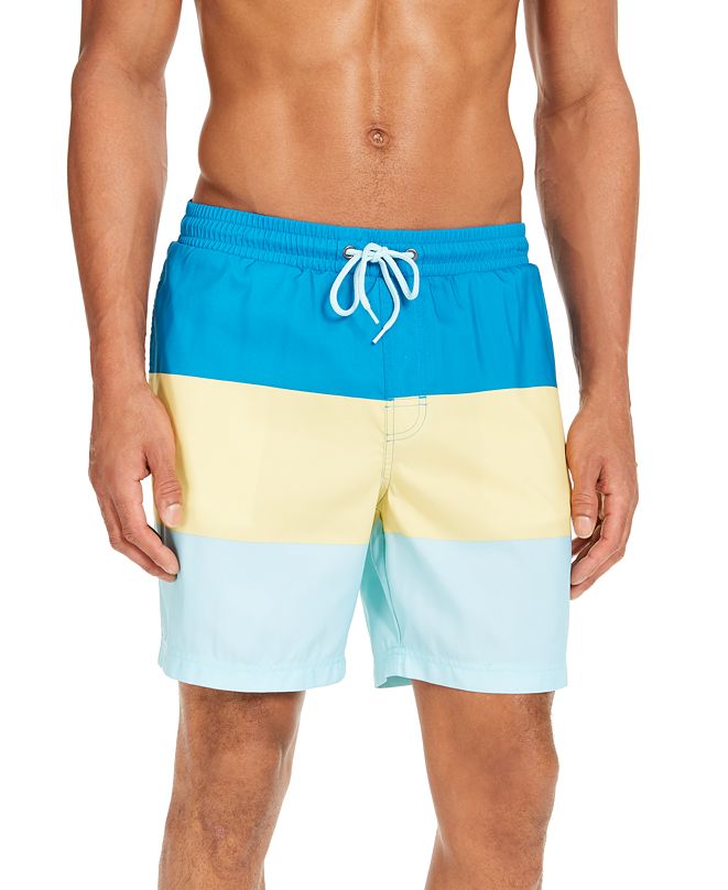 Club Room Men's Colorblocked 7" Swim Trunks, Created for Macy's