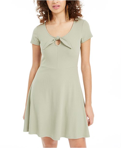 Planet Gold Juniors Tie Detail Skater Dress Reviews Dresses Juniors Macy S