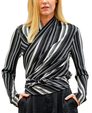 image of Kindom Livia Long Sleeve 4-Way Convertible Stripe Top