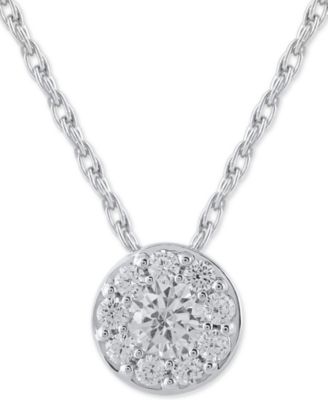 diamond halo 18 pendant necklace