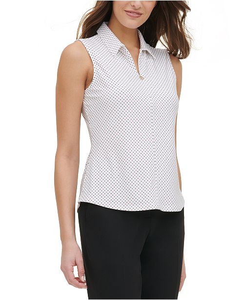 Tommy Hilfiger Sleeveless Polka Dot Print Top Reviews Tops