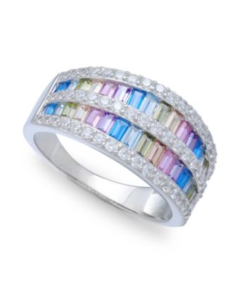 Giani Bernini - Cubic Zirconia Triple-Row Baguette Ring (2-1/8 ct. t.w) In Sterling Silver