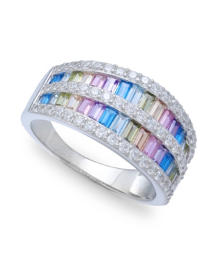 image of Cubic Zirconia Triple-Row Baguette Ring (2-1/8 ct. t.w) In Sterling Silver