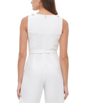 Tommy Hilfiger Women's Tie-Waist Scuba Crepe Jumpsuit 