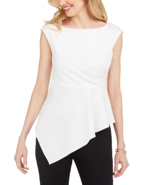 Adrianna Papell Petite Asymmetrical Top In Ivory