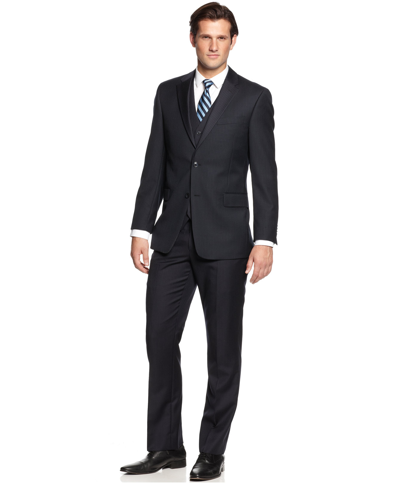 Tommy Hilfiger Navy Tonal Stripe Classic-Fit Suit Separates