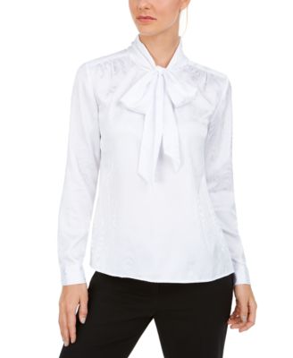 Calvin Klein - Moire Tie-Neck Blouse