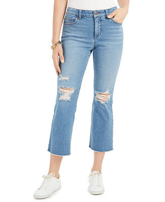 Style & Co Ripped Authentic Cropped Kick-Flare Jeans, Created for Macy ...