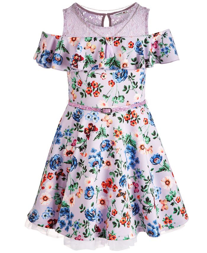 Beautees Big Girls Cold Shoulder Necklace Skater Dress Macy s
