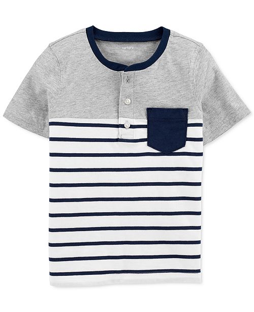 Carter S Toddler Boys Cotton Striped Pocket Henley Shirt Reviews