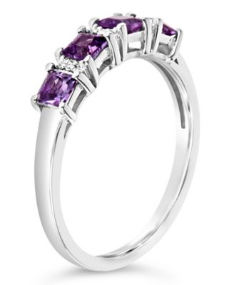 Gemstone and Diamond Accent Ring in Sterling Silver