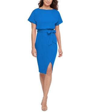 Shop Kensie Blouson Wrap Dress In Cobalt