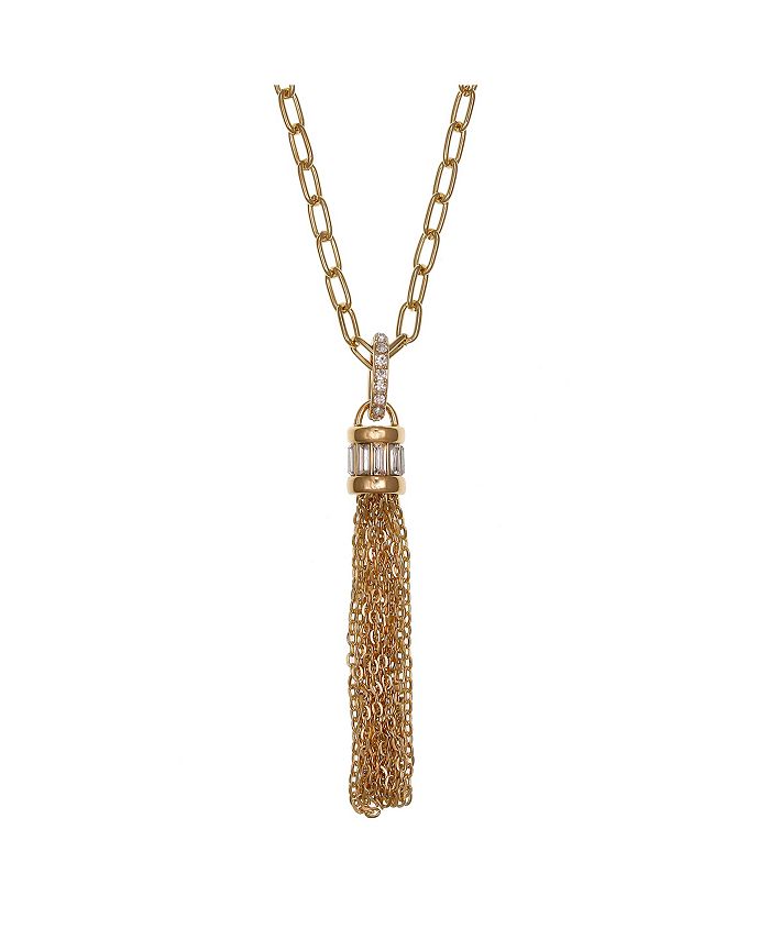 Christian Siriano New York Gold Tone Chunky Chain Tassel Necklace with ...