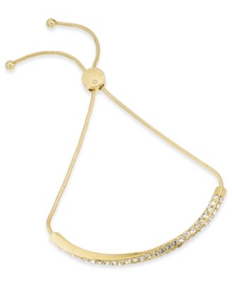 Charter Club - Gold-Tone Pav&eacute; Twist Bar Slider Bracelet