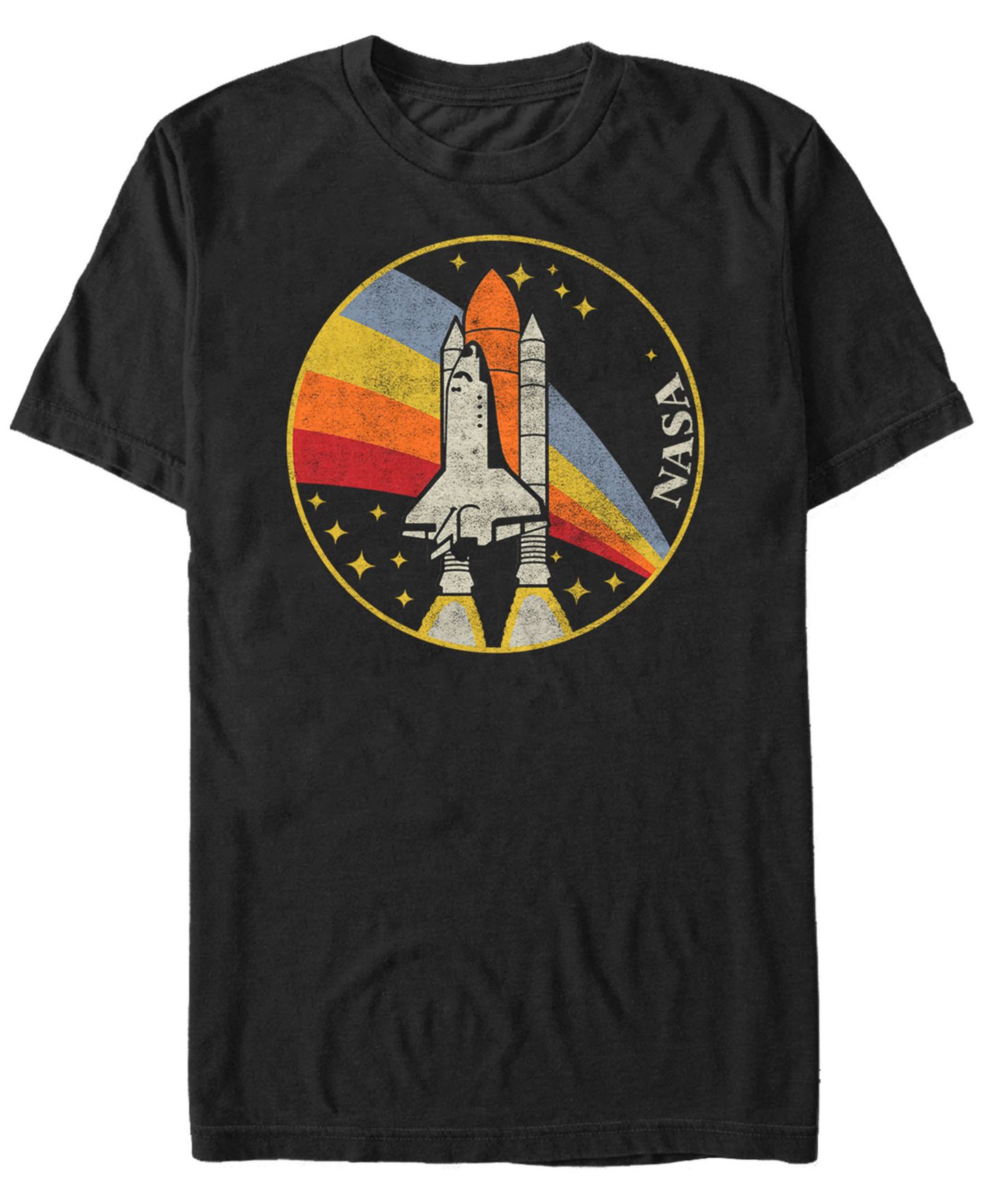 Мужская рубашка Fifth Sun NASA Retro Rainbow Rocket Launch Short Sleeve T, цвет: Чёрный — фото 1