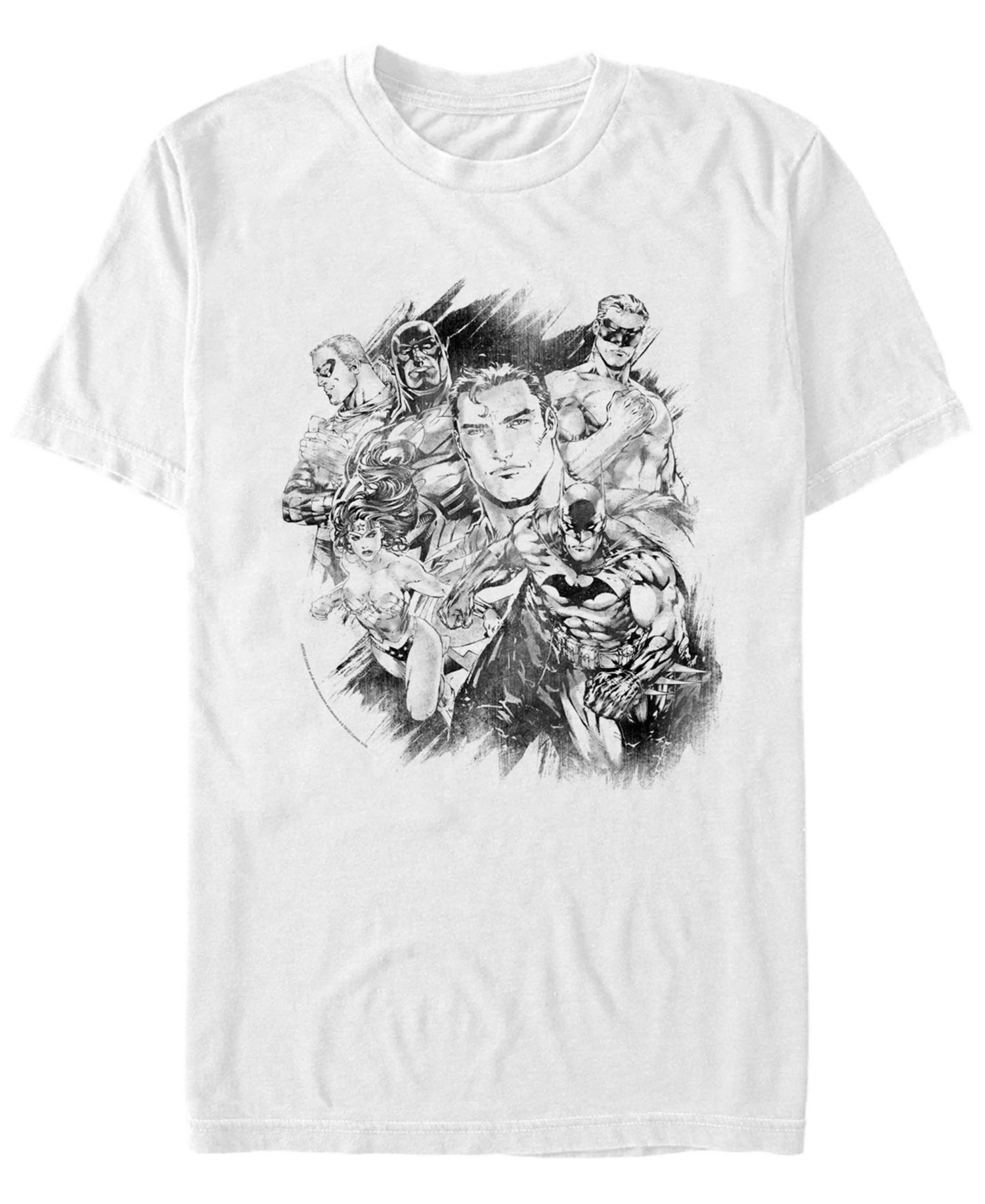 DC Men's Justice League Group Sketch Short Sleeve T-Shirt