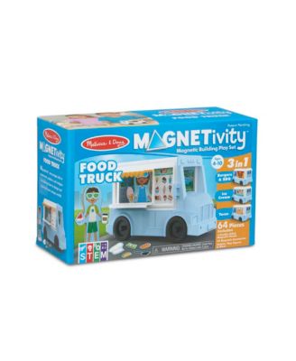Melissa and Doug - 64-Piece MAGNETIVITY Magnetic Building Play Set – BBQ, Ice Cream, Taco Food Truck Vehicle 6 Panels, 55 Accessory Magnets
