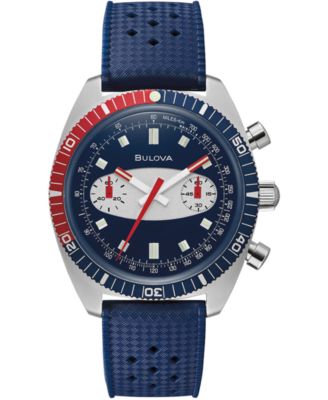 Bulova - Men's Chronograph Archive Surfboard Blue Silicone Strap Watch 40.5mm