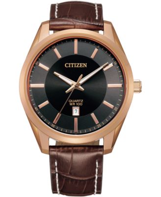 Citizen - Men's Quartz Brown Leather Strap Watch 42mm