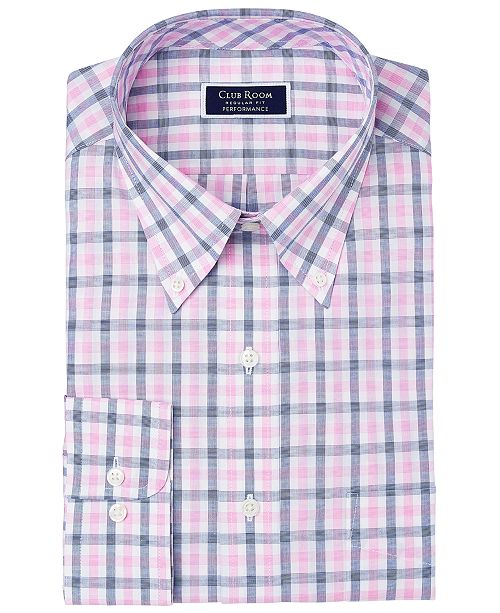 Club Room Men S Classic Regular Fit Performance Stretch Gingham