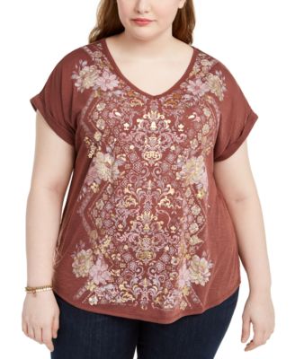 macy's red plus size tops