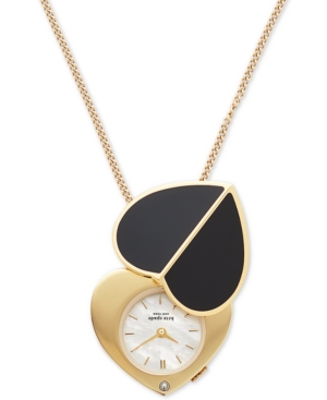 Kate Spade Nicola Heart Twistlock Gold-tone Stainless Steel Watch Pendant  Necklace In Black | ModeSens