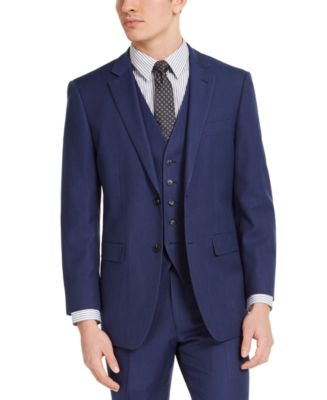 Perry Ellis Men's Portfolio Slim-Fit Stretch Blue Pindot Suit Jacket