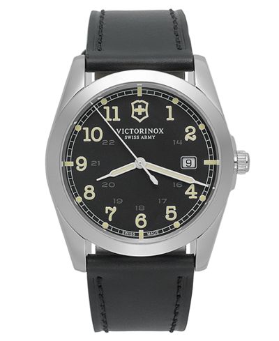 Victorinox Swiss Army Watch, Men's Infantry Black Leather Strap 40mm 241584