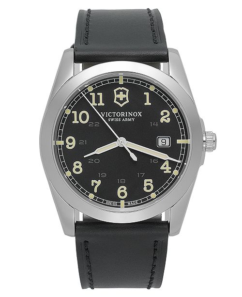 Victorinox Swiss Army Watch, Men's Infantry Black Leather Strap 40mm 241584 & Reviews Watches