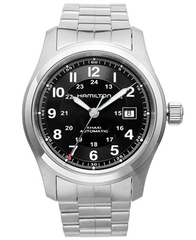 Hamilton Watch, Men's Swiss Automatic Khaki Field Stainless Steel Bracelet 42mm H70515137