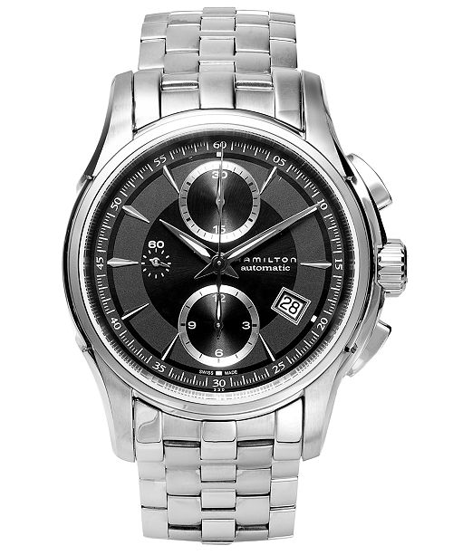 Hamilton Watch, Men's Swiss Automatic Chronograph Jazzmaster Stainless ...