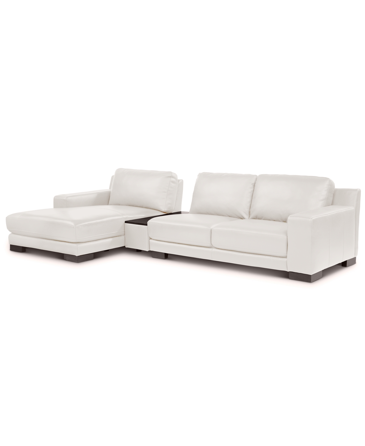 Macy's Darrium 3-pc. Leather Chaise Sofa With Console, Created For  In White