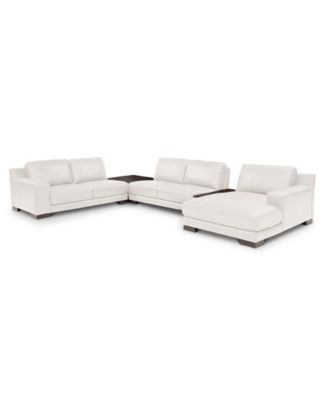 CLOSEOUT! Darrium 5-Pc. Leather Chaise Sectional with Corner Table & Console, Created for Macy's