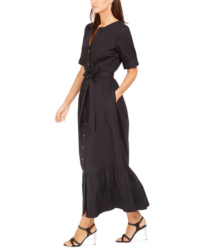 Calvin Klein Short-Sleeve Cotton Maxi Dress & Reviews - Dresses - Women ...