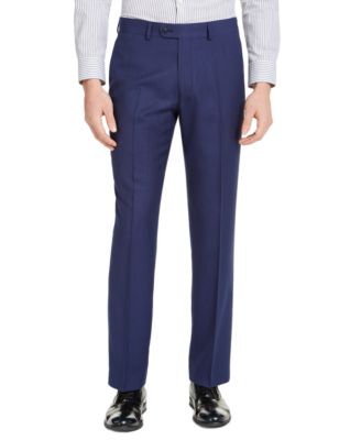 Perry Ellis - Men's Portfolio Slim-Fit Stretch Blue Pindot Suit Pants