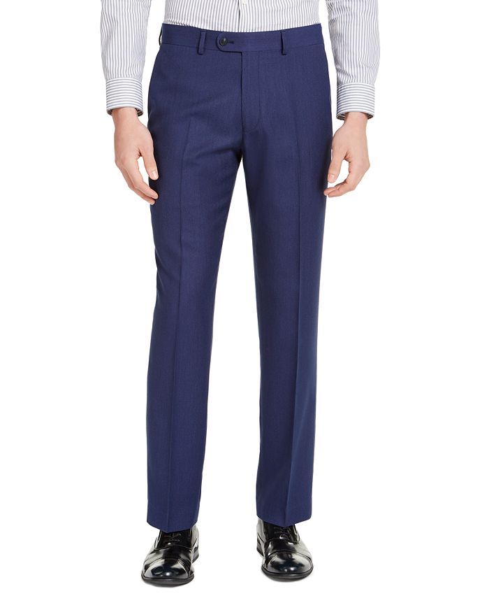 Perry Ellis Men's Portfolio Slim-Fit Stretch Blue Pindot Suit Pants ...
