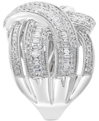 EFFY&reg; Diamond Baguette Crossover Statement Ring (7/8 ct. t.w.) in 14k White Gold