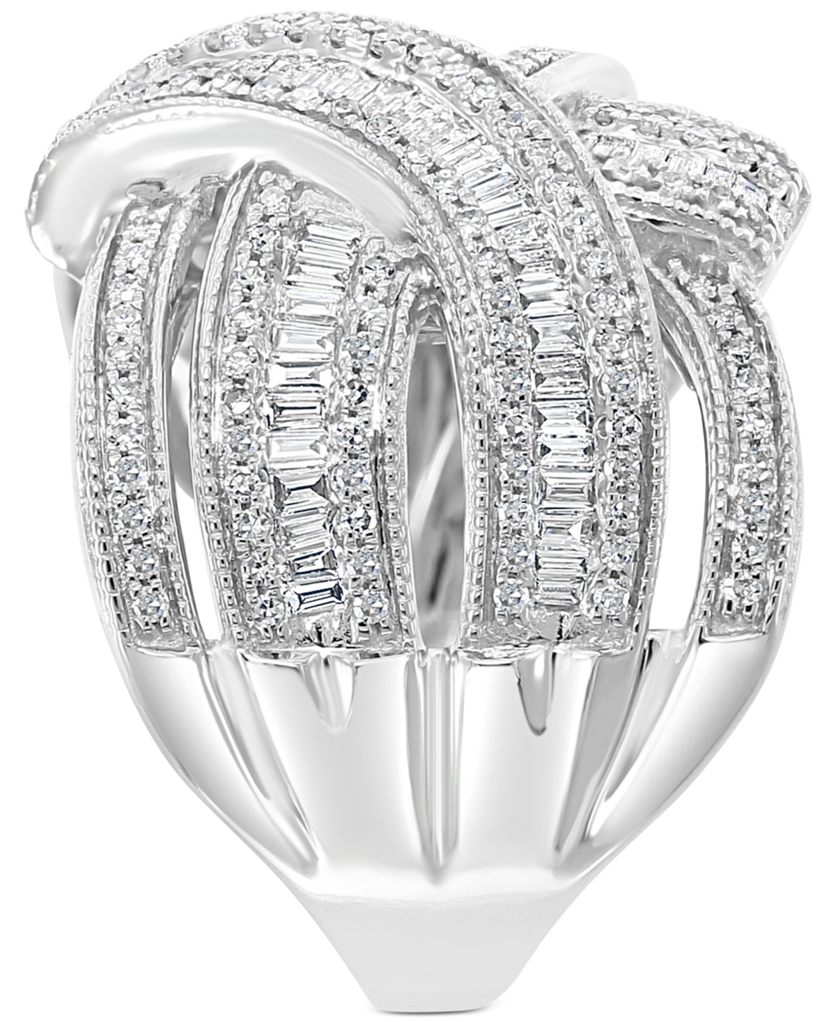 Effy Diamond Baguette Crossover Statement Ring (7/8 ct. t.w.) in 14k White Gold